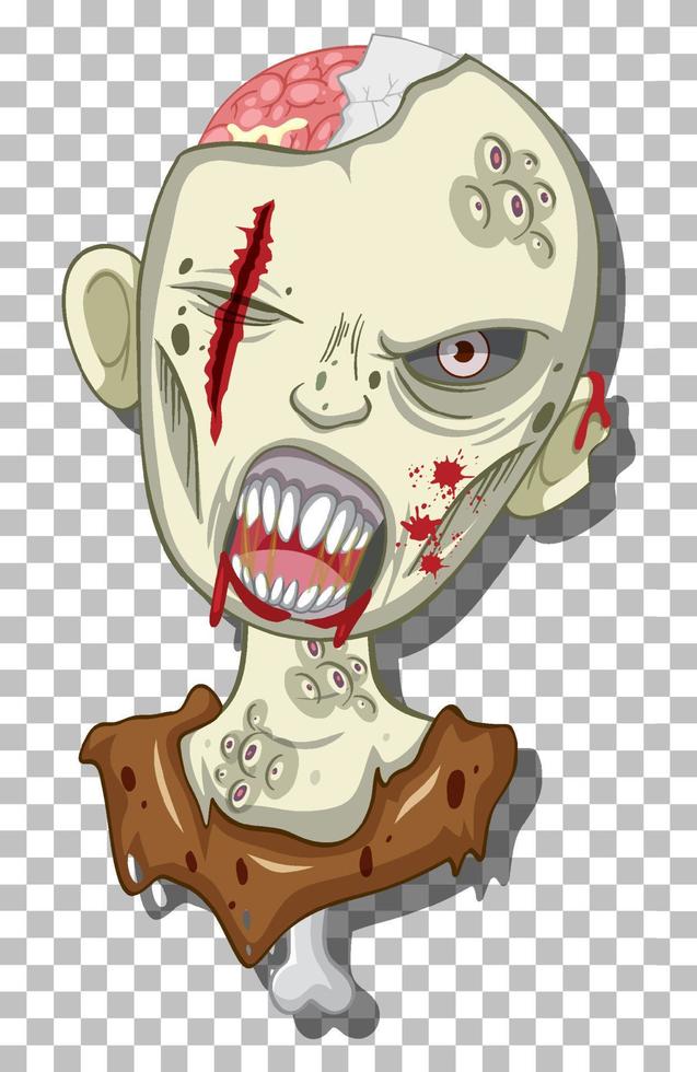 cabeza de zombie espeluznante en el fondo de la cuadrícula vector