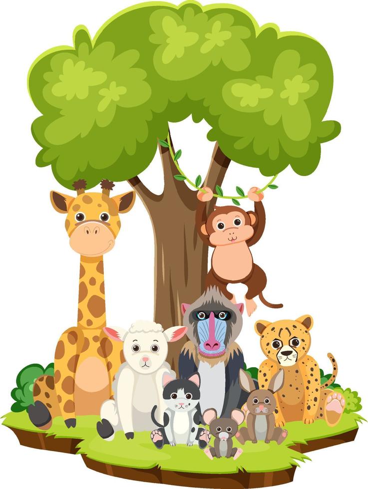 animales salvajes en estilo de dibujos animados vector