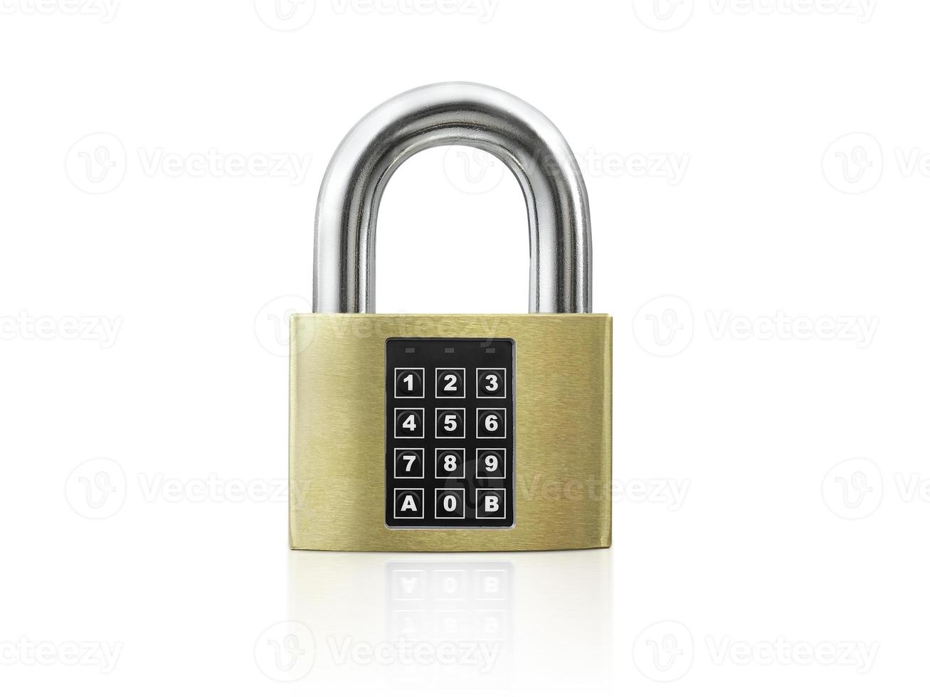 Code locked padlock on the white background. concept security photo