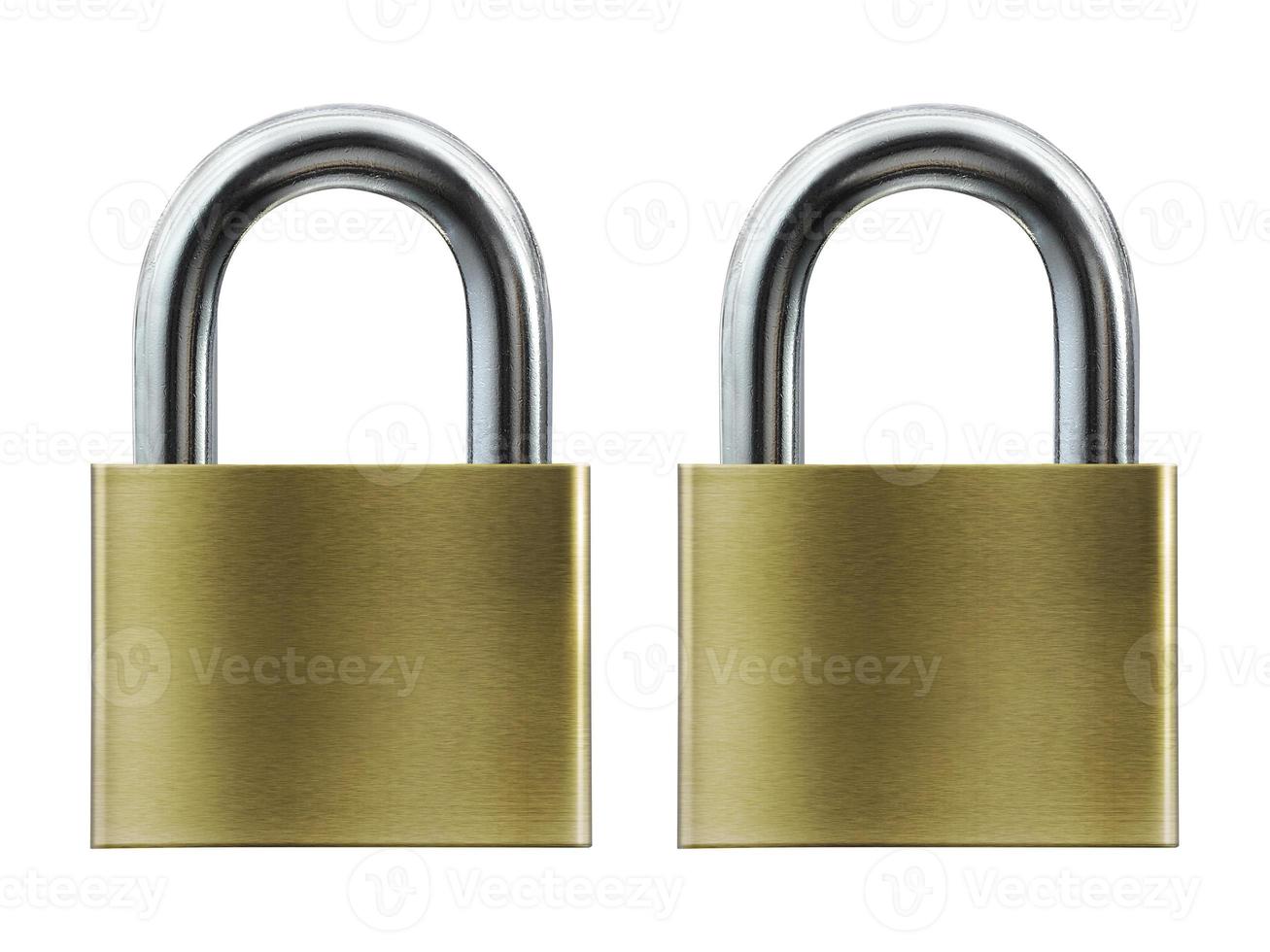 Metal padlock isolated on white background photo