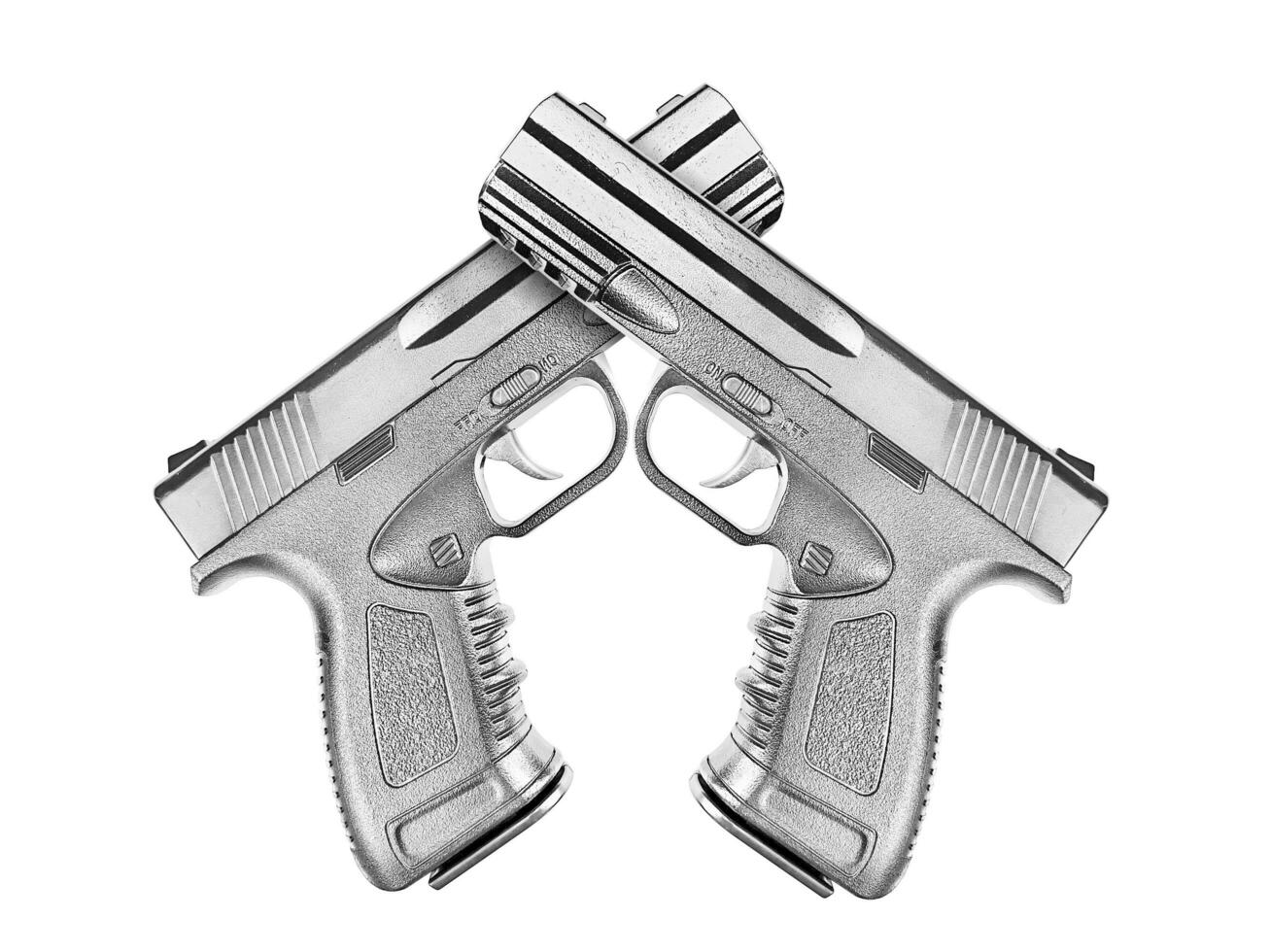 gun silver metal isolated on white background photo