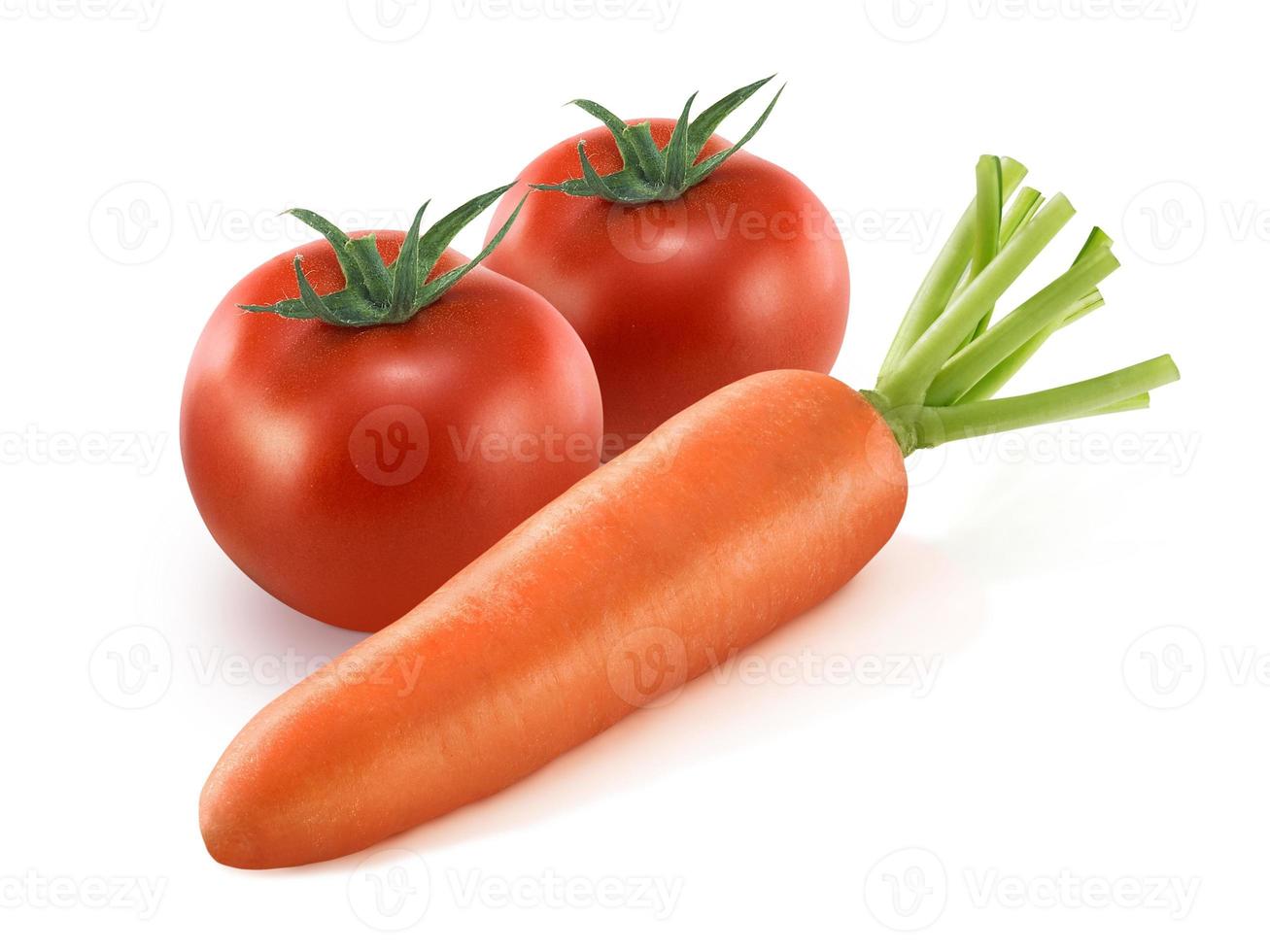 Carrot and Tomato isolated on a withe background photo