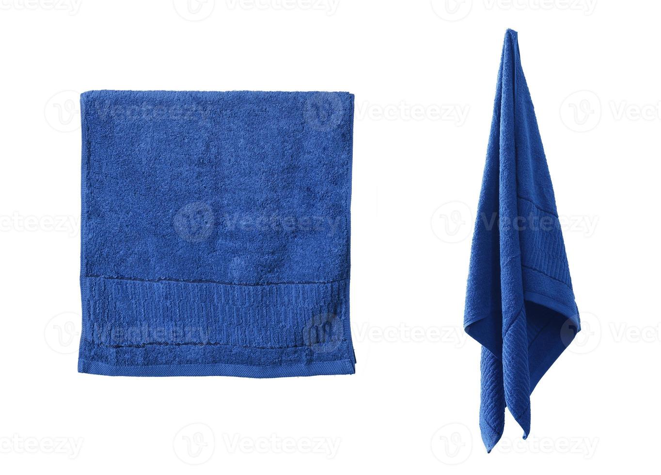 blue towel on white background photo