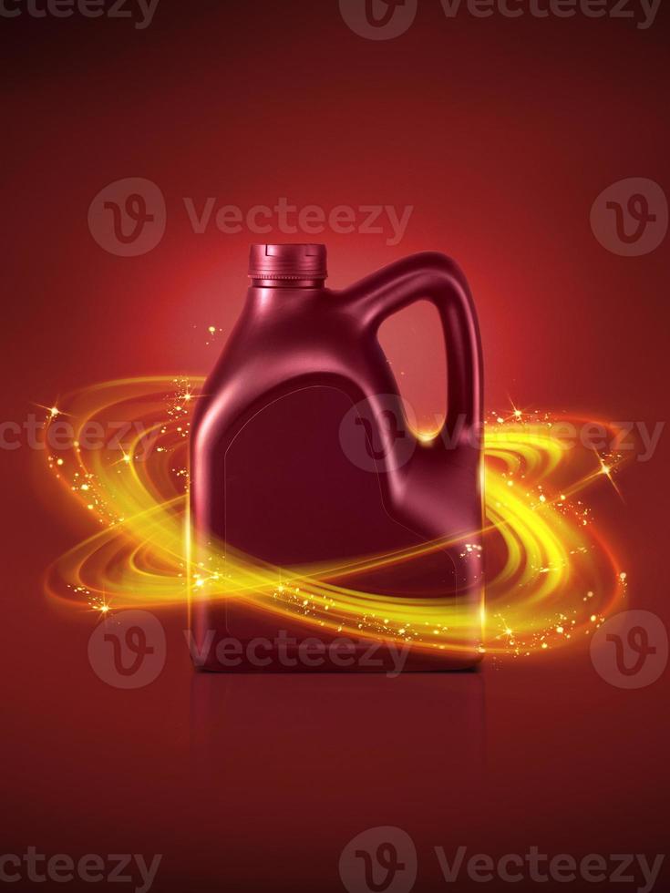 Bottle engine oil on a red black background photo