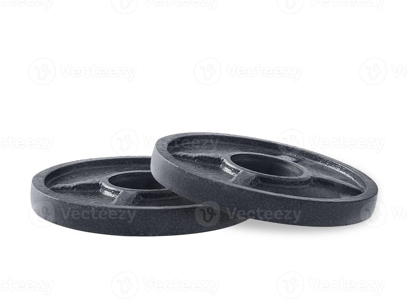 dumbbell discs isolated on white background photo