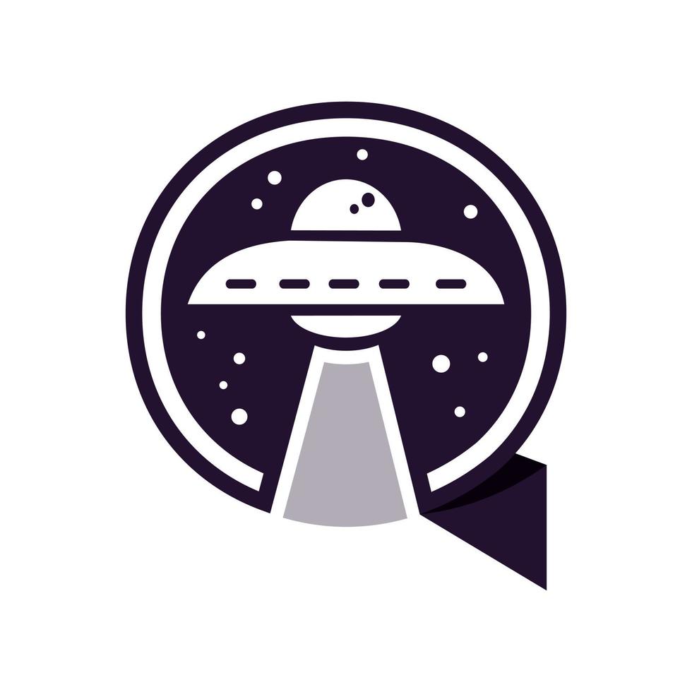 Creative, unique letter Q and ufo vector logo design