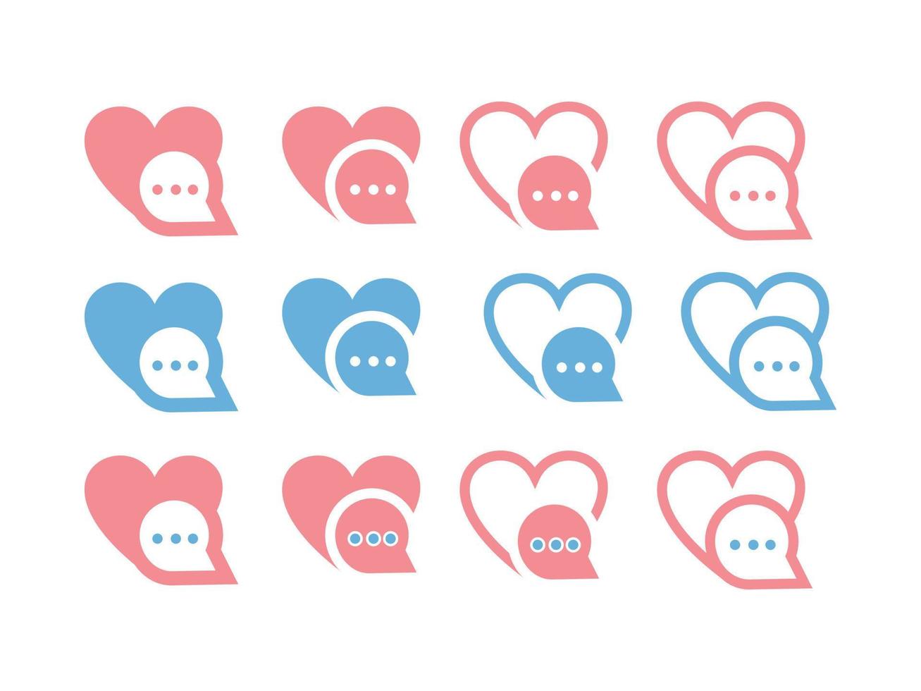 Simple and unique love chat icon logo vector design