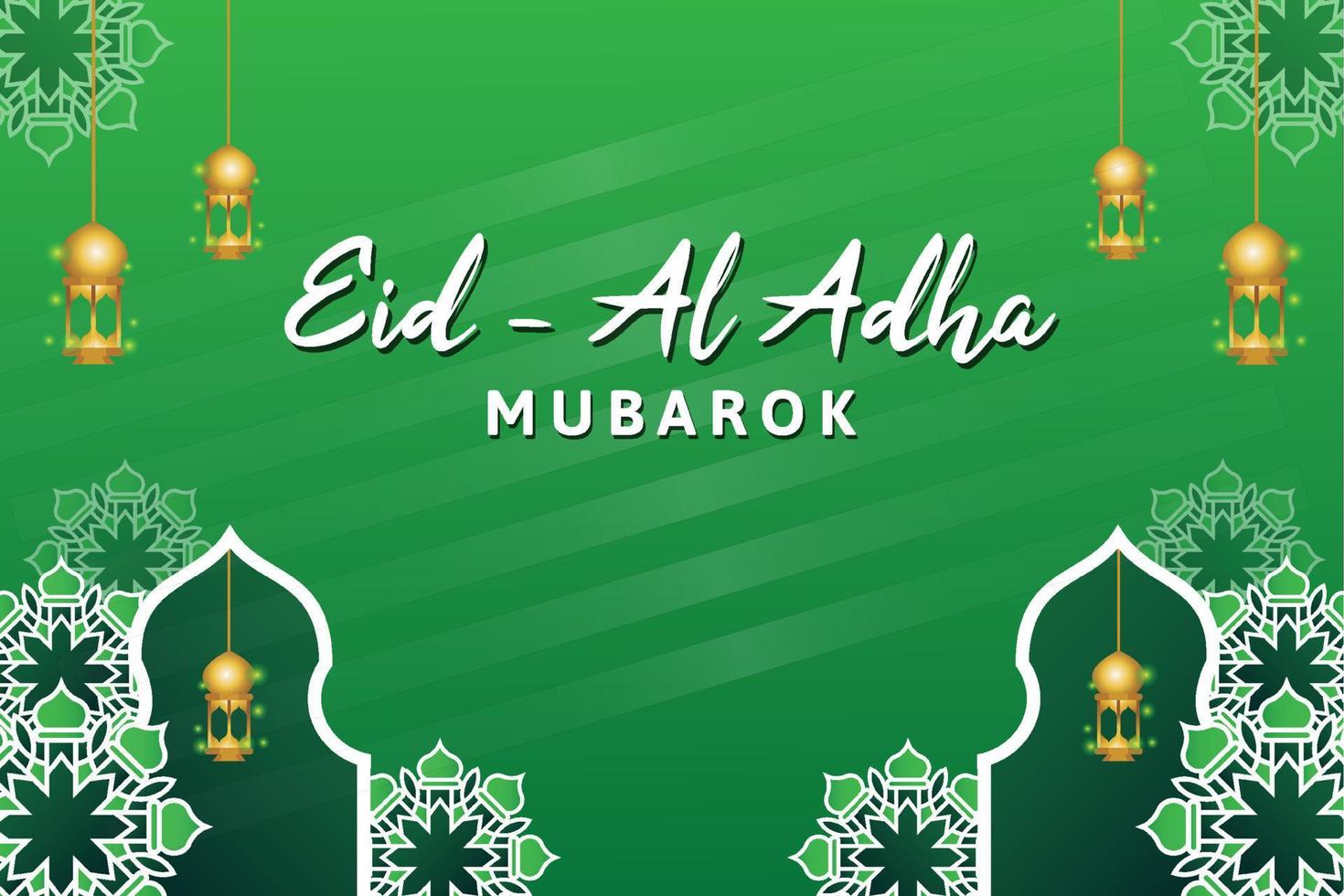 Very creative Eid al-Adha background green Islamic banner template design vector