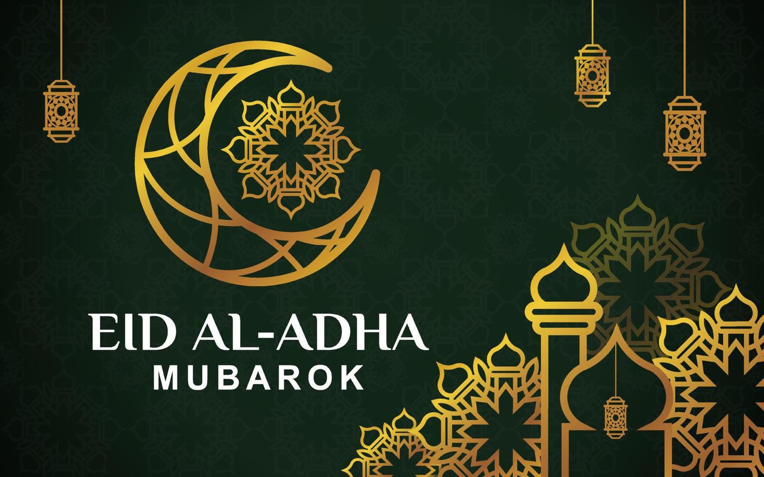 Creative Eid al-Adha background green Islamic banner template design vector