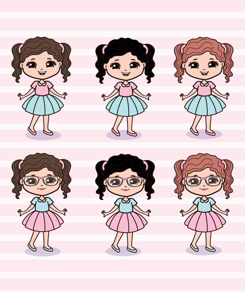 ilustración de niñas lindas vector