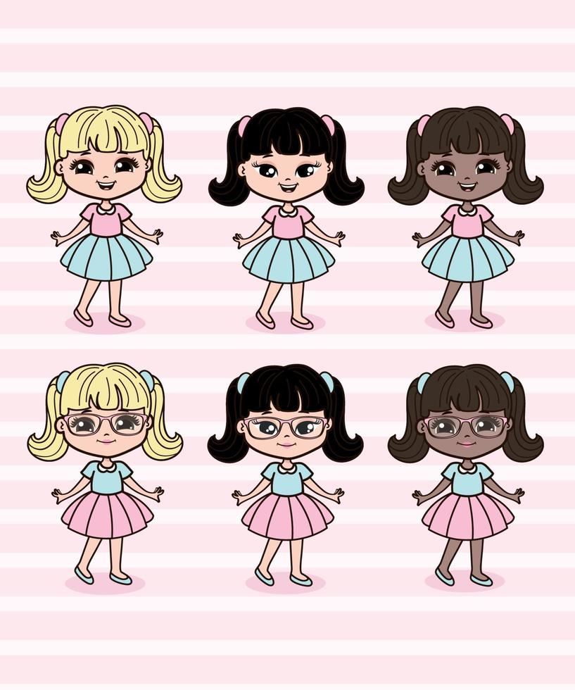 Cute Little Girls Illustration vector