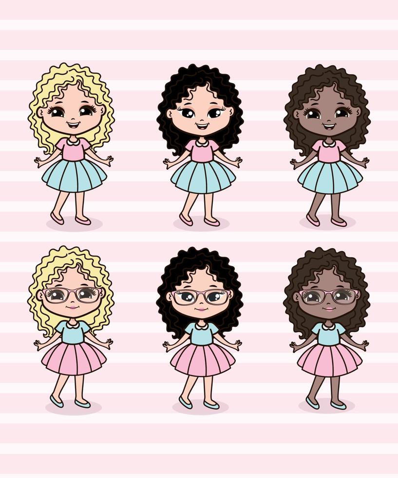 Cute Little Girls Illustration vector