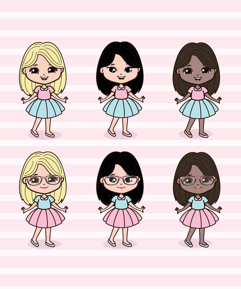 Cute Little Girls Illustration vector