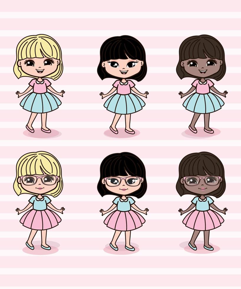 Cute Little Girls Illustration vector