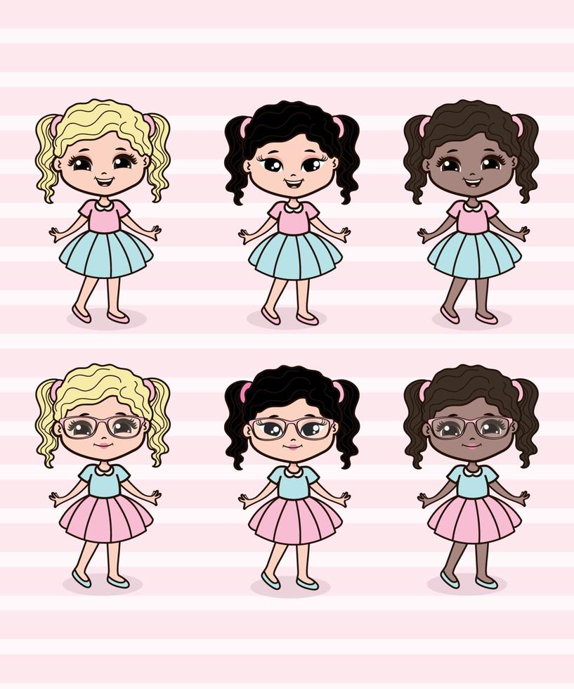 Cute Little Girls Illustration vector