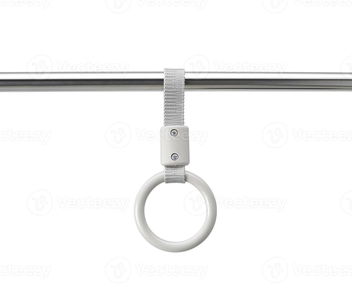 hand handle loop in the subway. isolated on white background photo