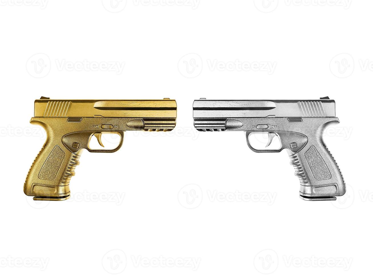 gun silver metal and gun gold metal isolated on white background2 photo
