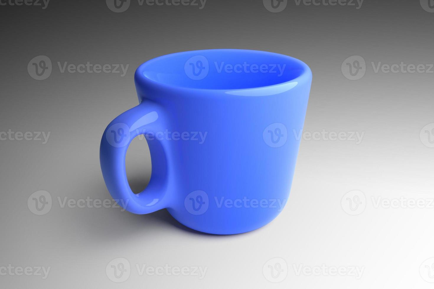 empty coffee cup on gray background. 3d render photo