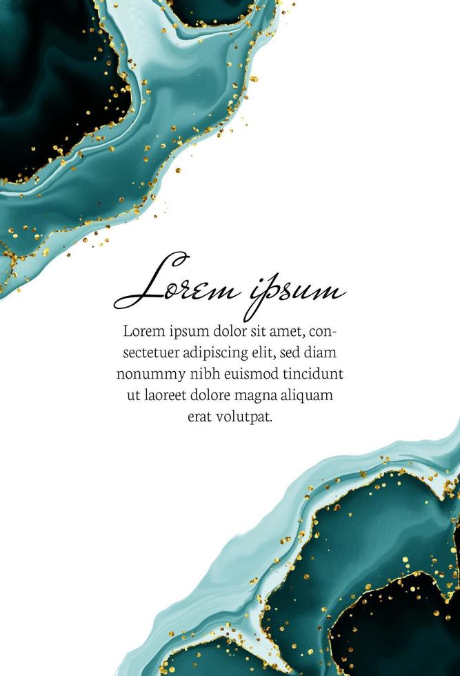 Pastel cyan mint liquid marble watercolor background with white lines and brush stains. Teal turquoise marbled alcohol ink drawing effect. Vector illustration backdrop, watercolour wedding invitation.