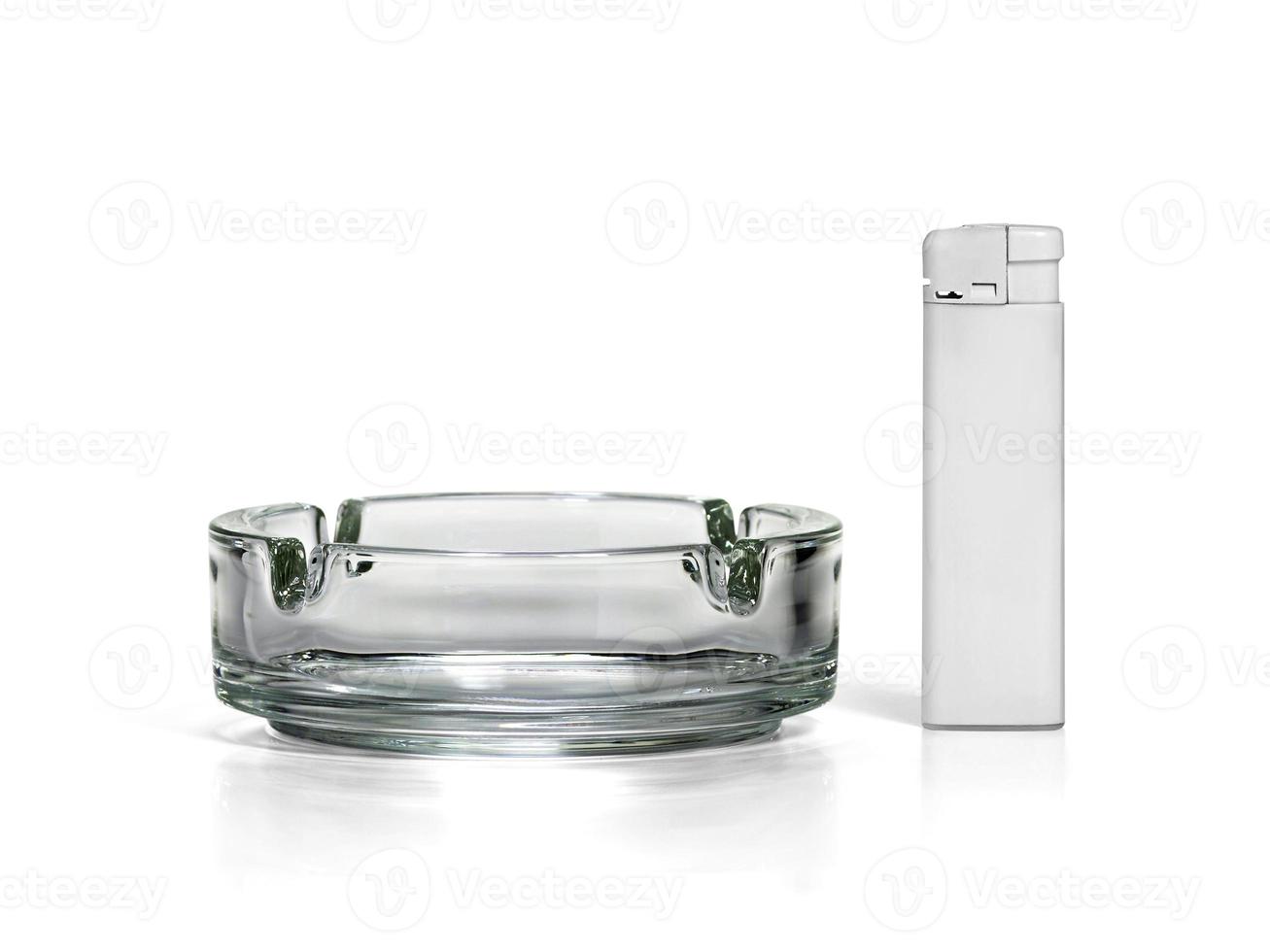 White cigarette lighter. ashtray isolated on a white background photo