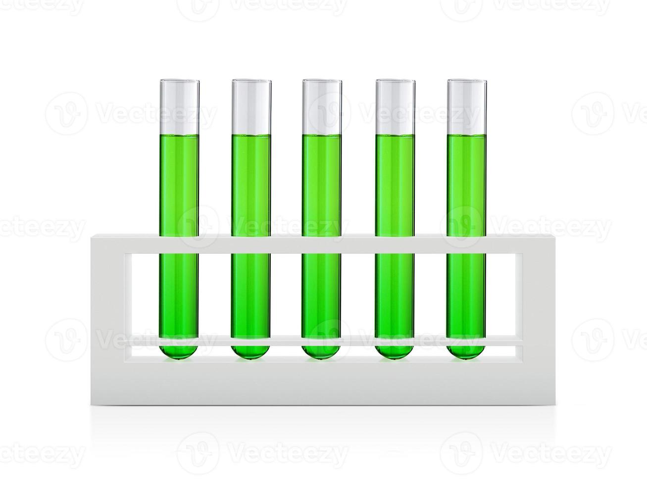 Green liquids in test tubes isolated over white background photo