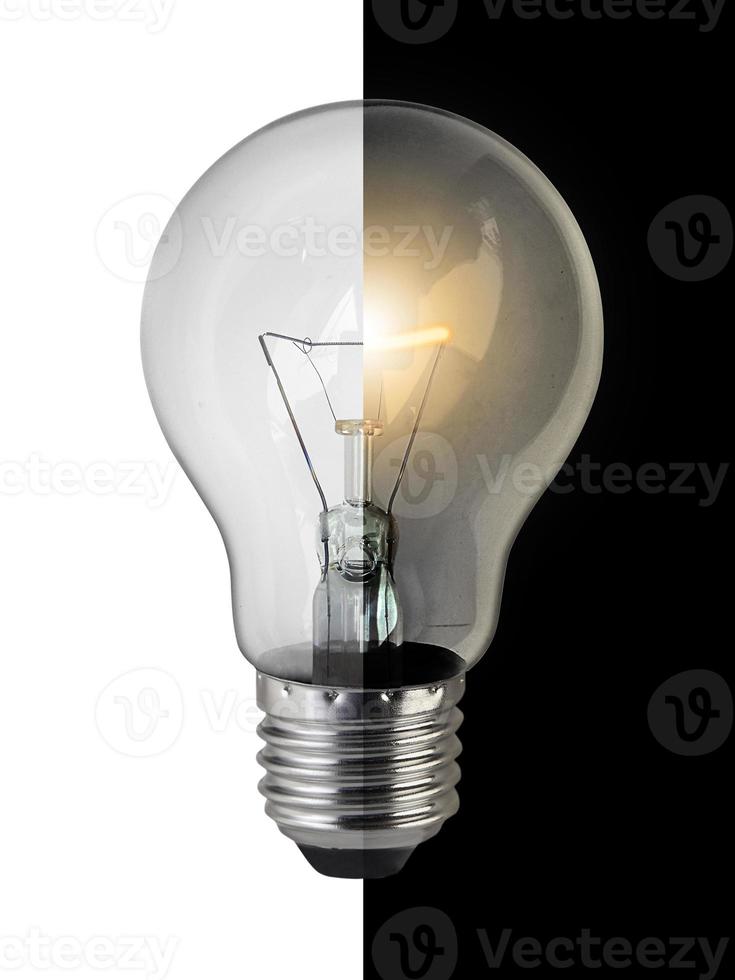 light bulb On and Off on White Background, Inspiration concept photo