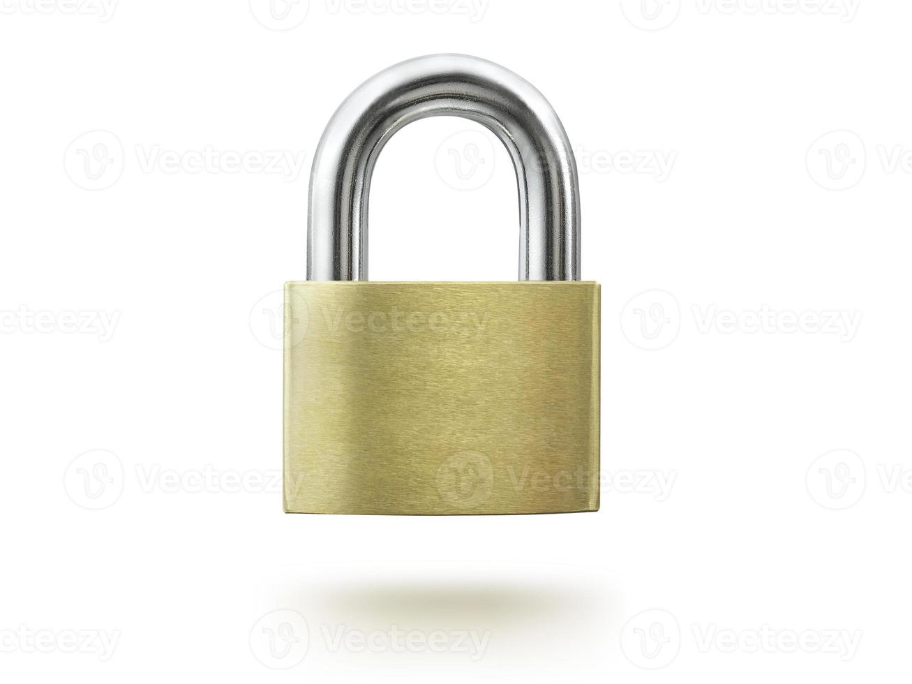 Metal padlock isolated on white background photo