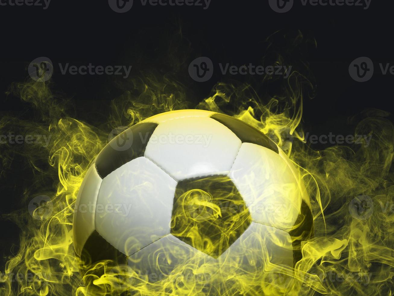 Football - yellow smoke effect photo