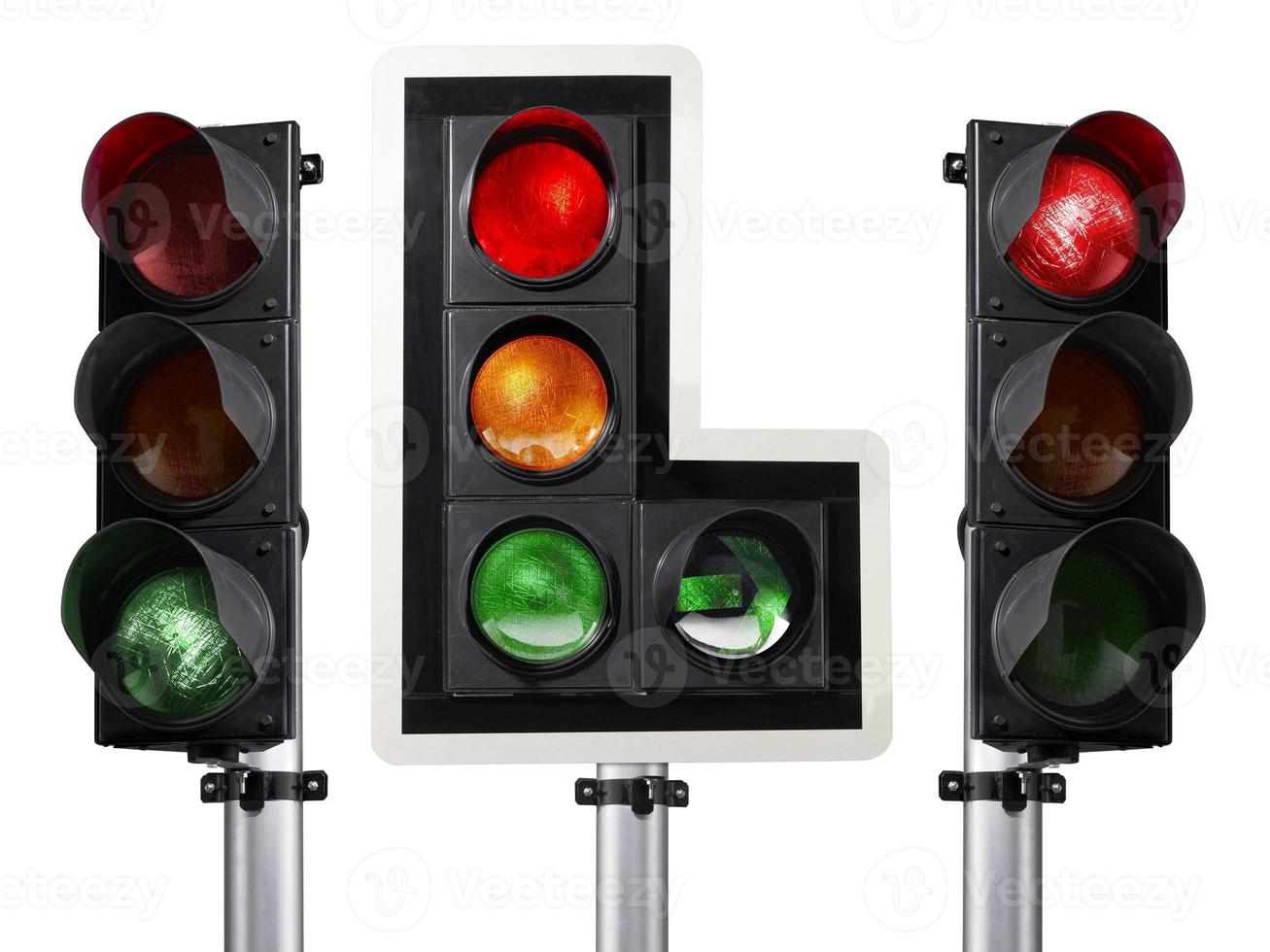 traffic light isolated on white background photo