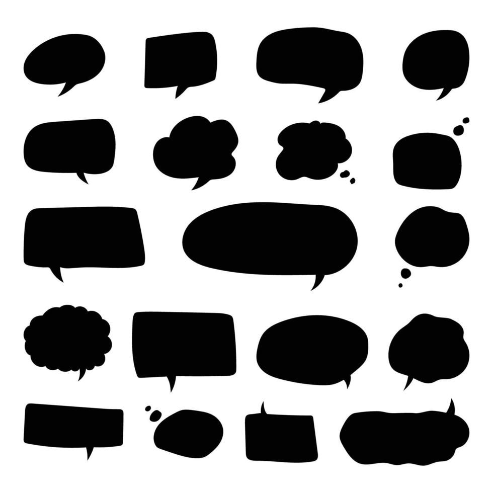 set of empty black speech bubbles vector