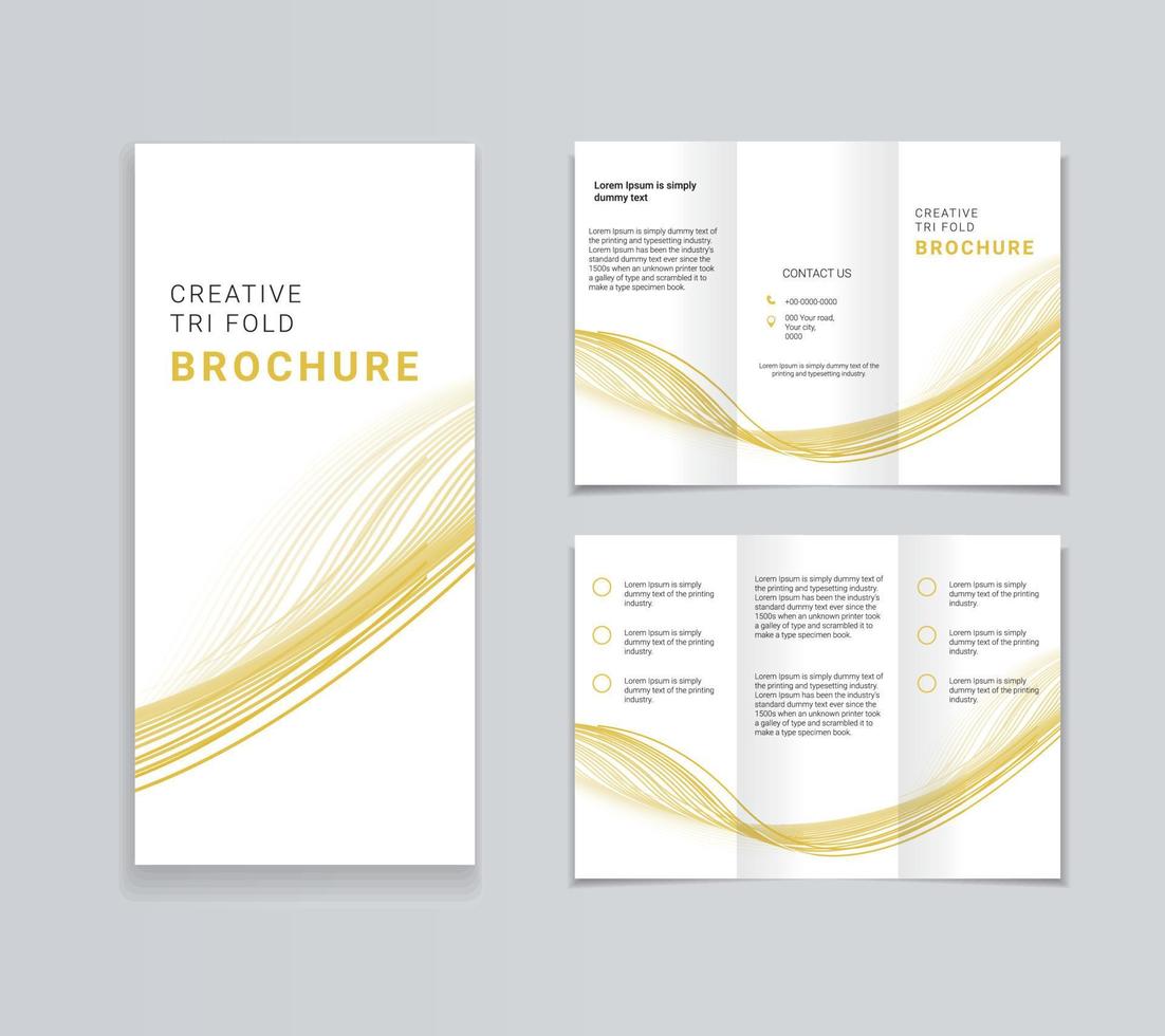 Tri Fold Brochure Design with Wavy Lines vector