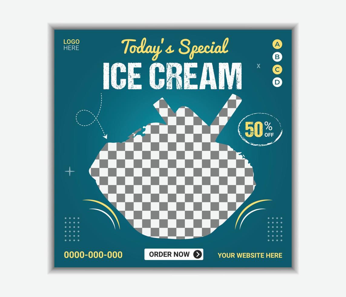 Special delicious ice cream social media promotion banner and square post template vector
