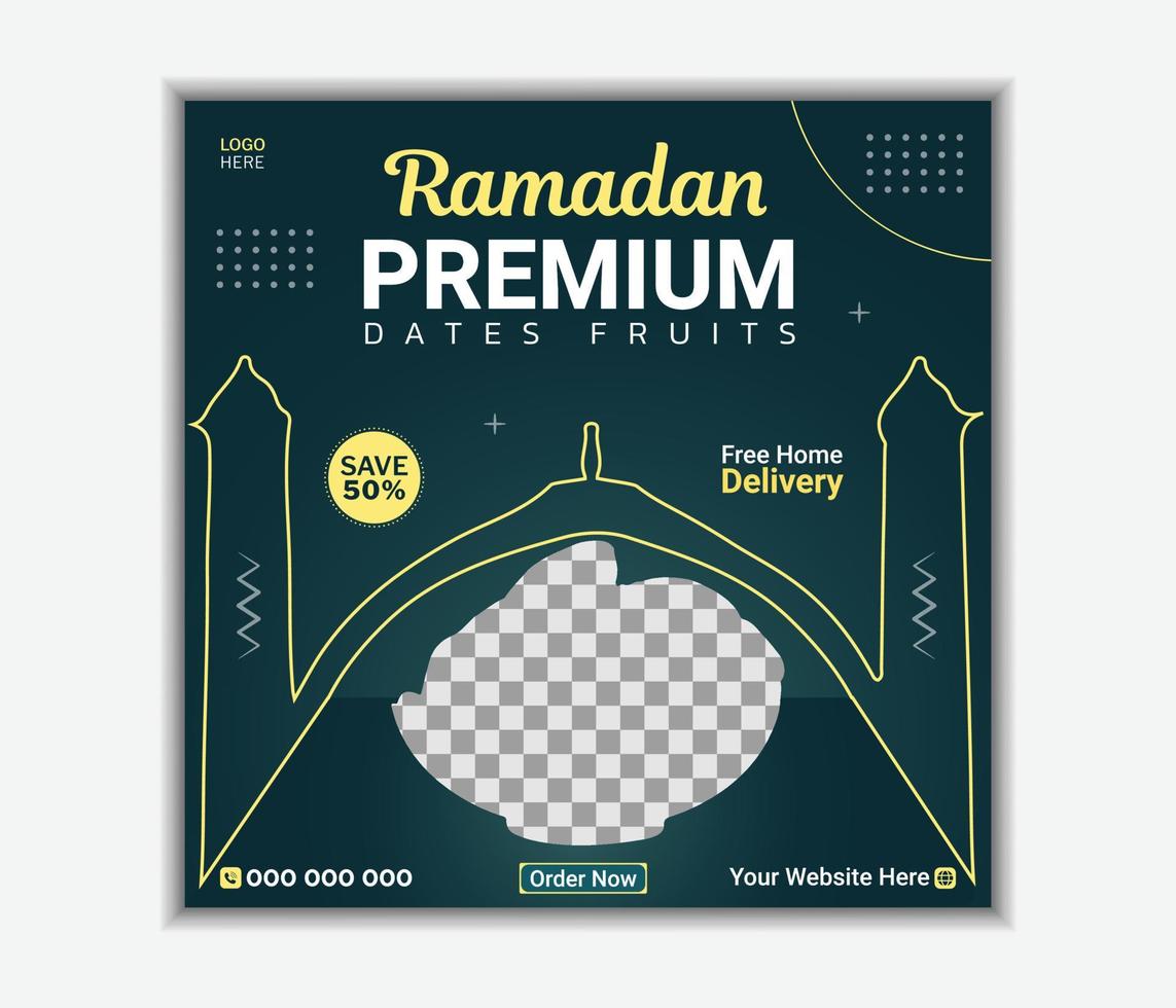 Today's special dates fruits for iftar Ramadan food banners and social media post template design vector