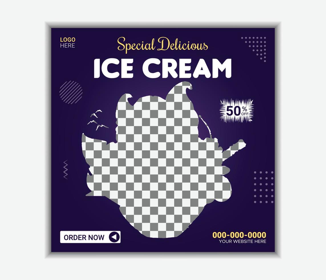 Special delicious ice cream social media promotion banner and square post template vector