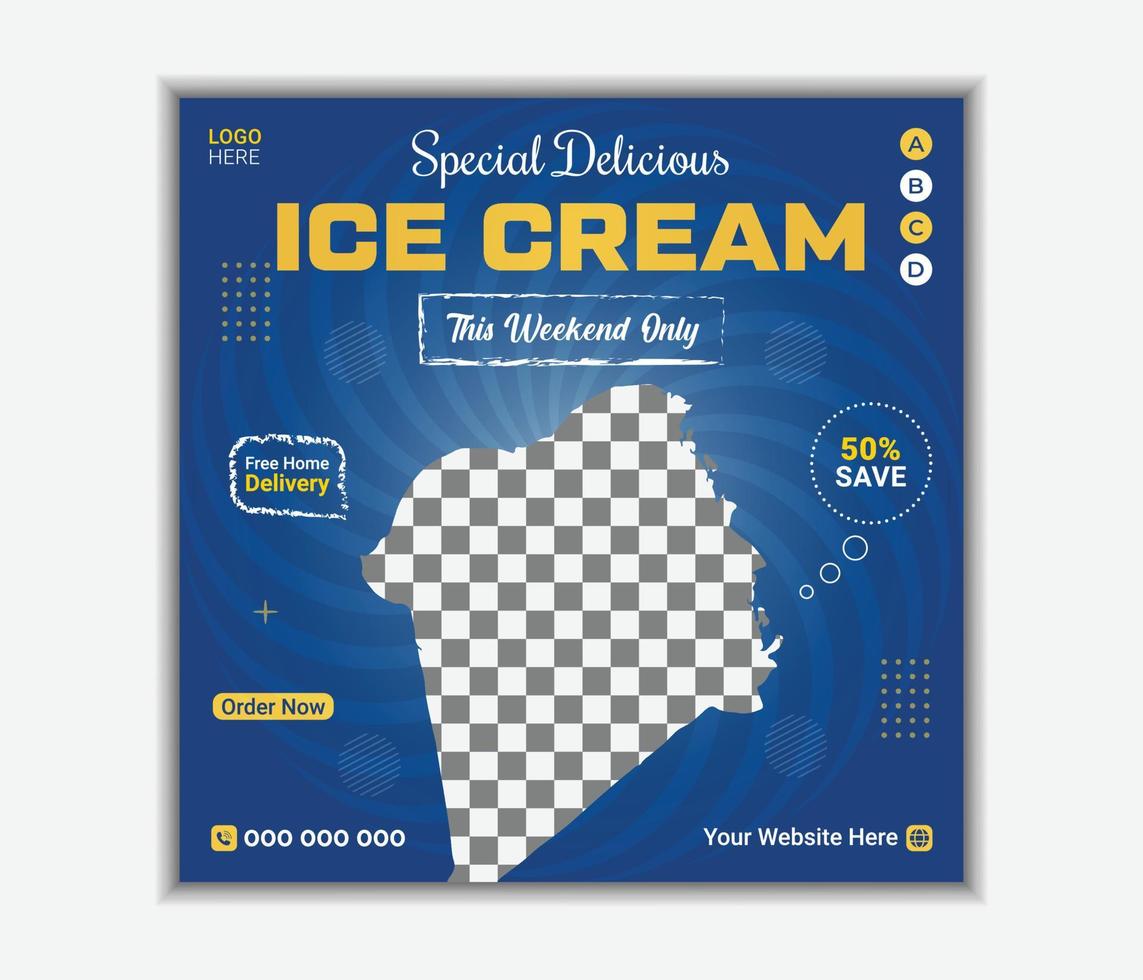 Special delicious ice cream social media promotion banner and square post template vector