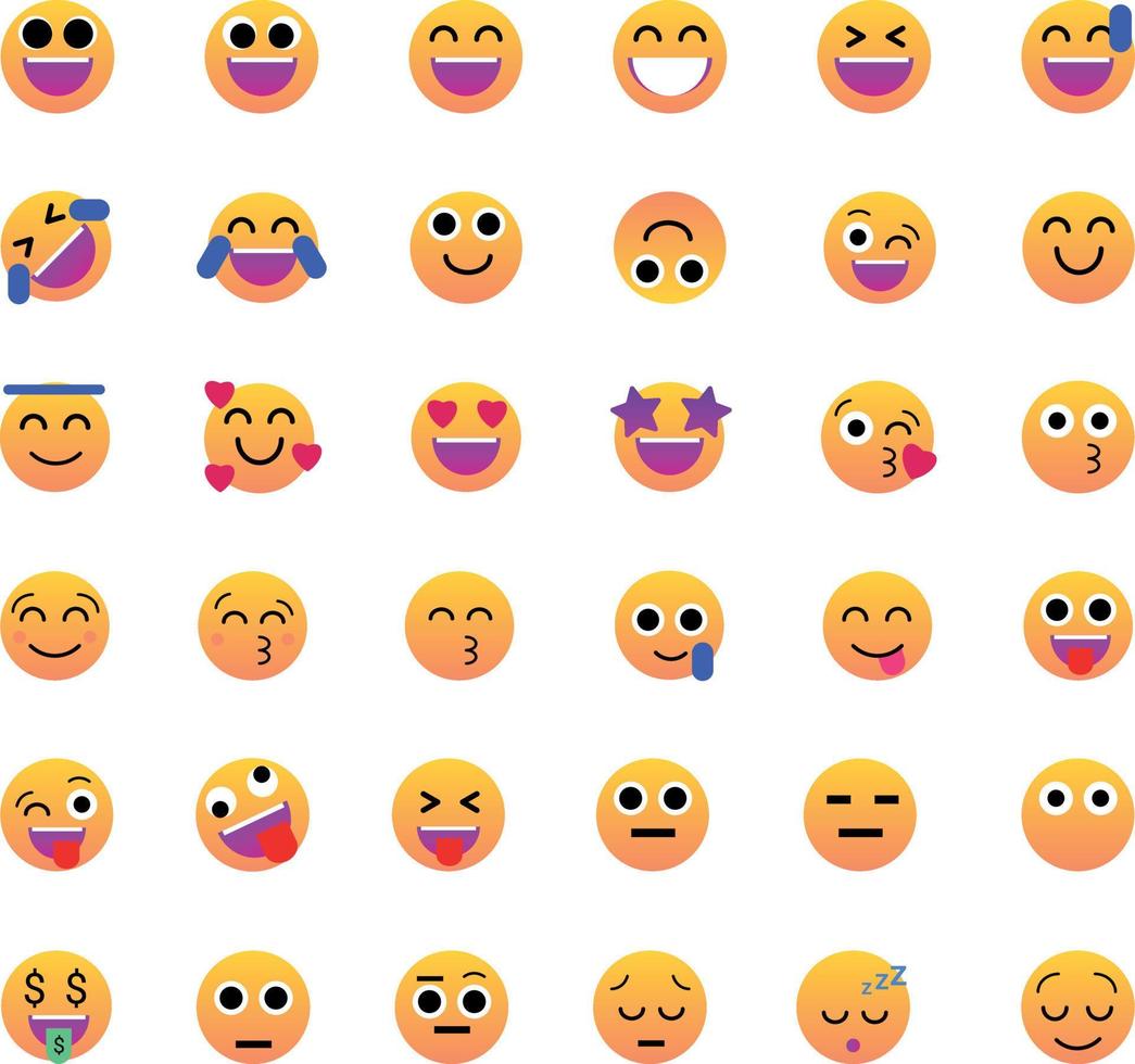 colección de reacciones emoji sonrientes para redes sociales vector