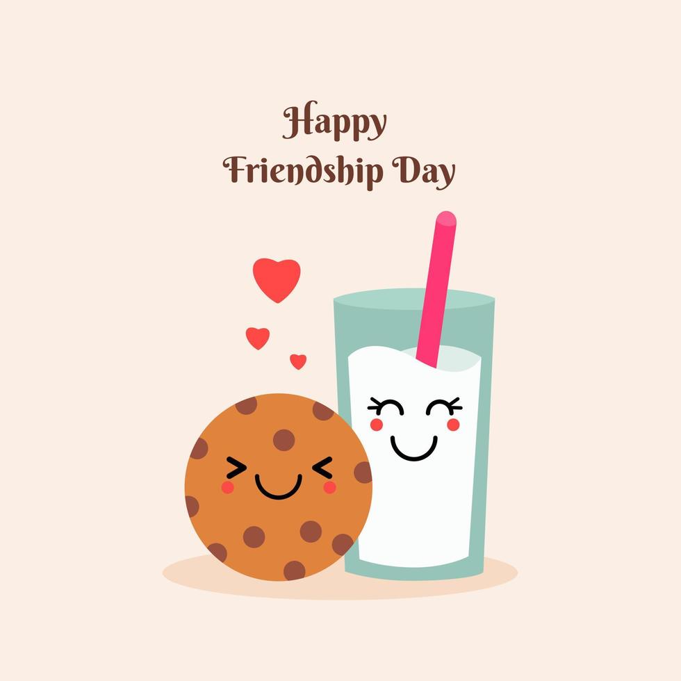 Friendship day with milk and cookies illustration vector