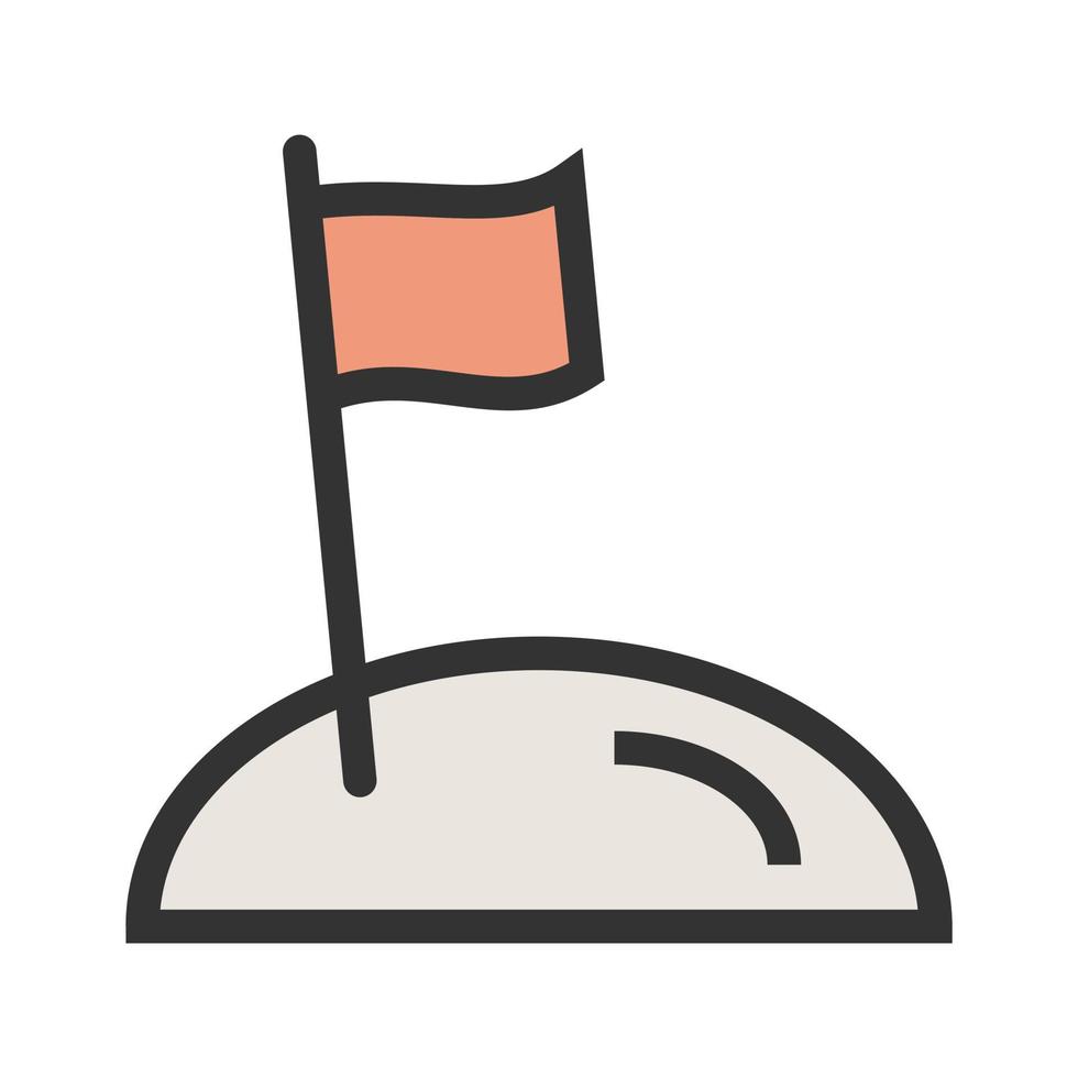 Flag on Moon Filled Line Icon vector