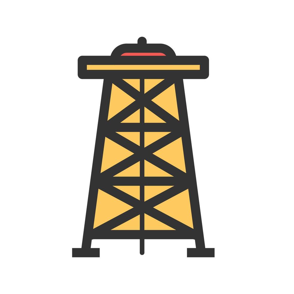 icono de línea llena de torre de perforación vector