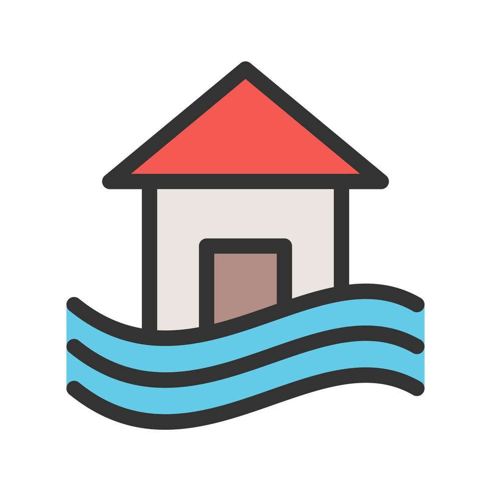 House in Flood Filled Line Icon vector