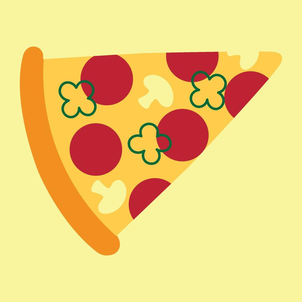 Yummy Cheese Pepperoni Mushroom Green Pepper Pizza vector