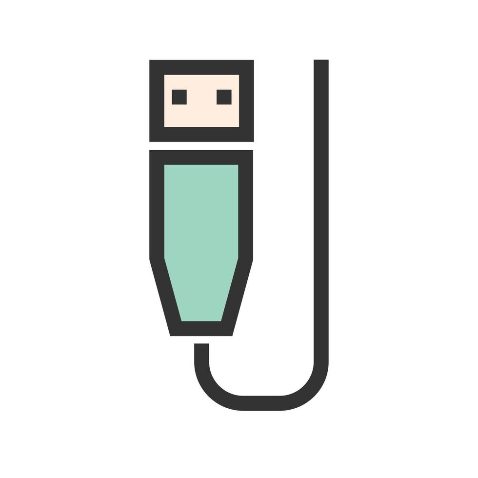 USB Cable Filled Line Icon vector