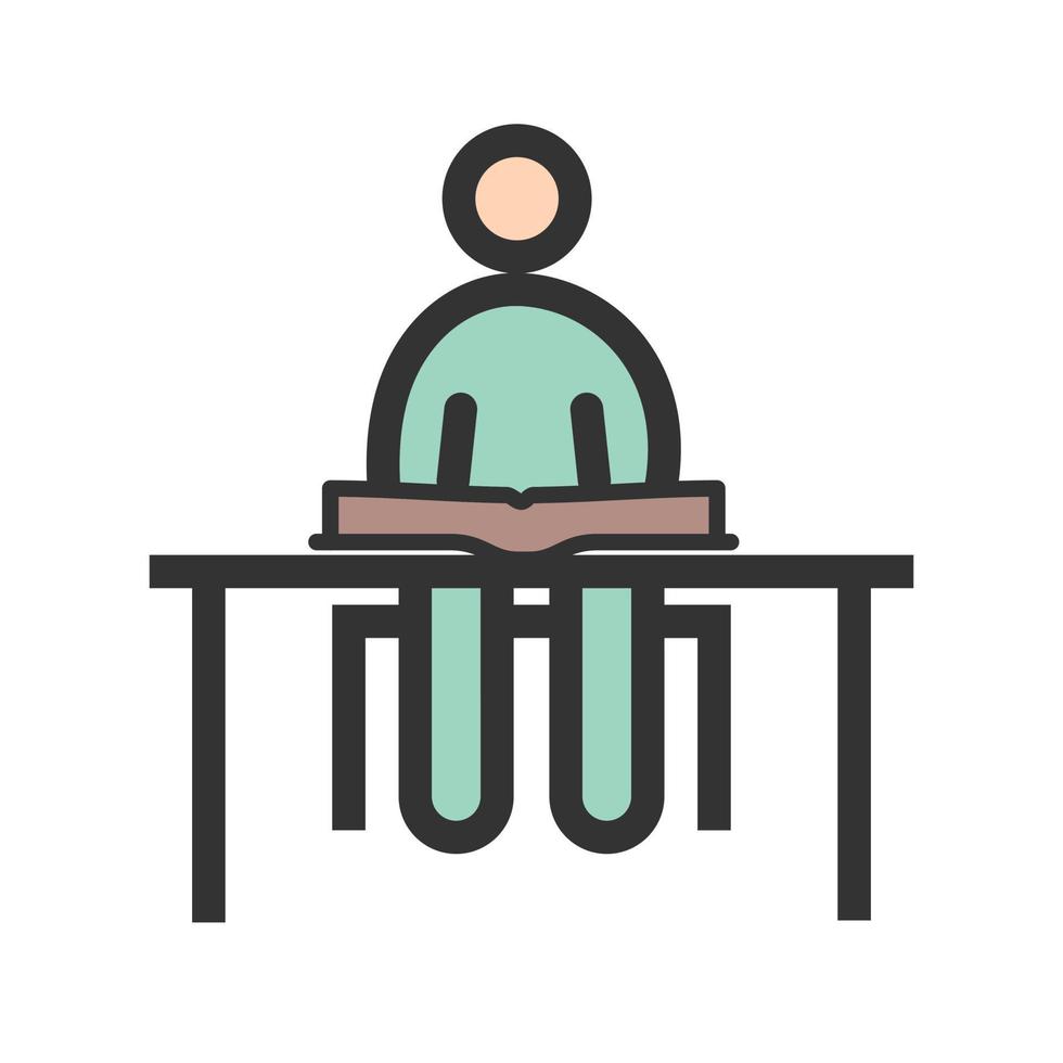 Studying on Desk II Filled Line Icon vector