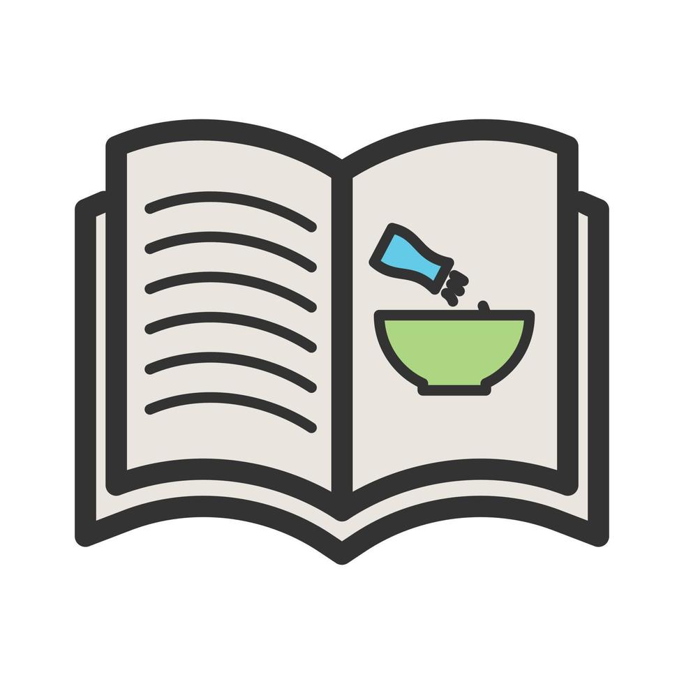 icono de línea llena de libro de cocina vector