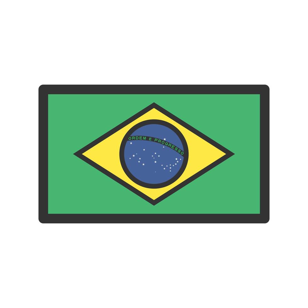 icono de línea llena de brasil vector