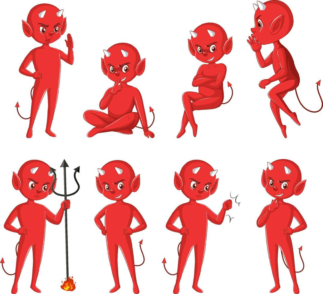 Devil cartoon character on white background vector