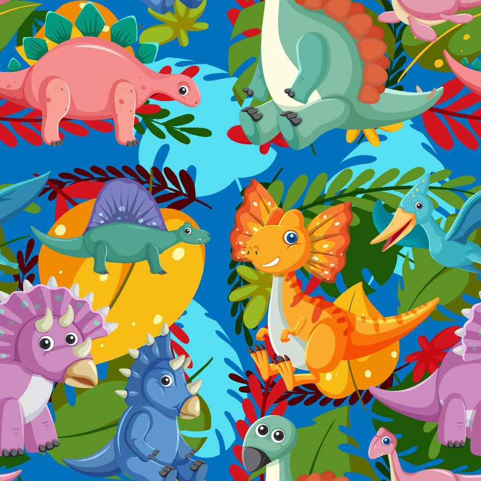 Cute dinosaur seamless pattern vector