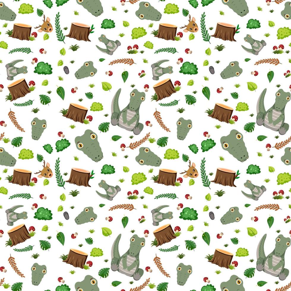 Cute crocodile seamless pattern vector
