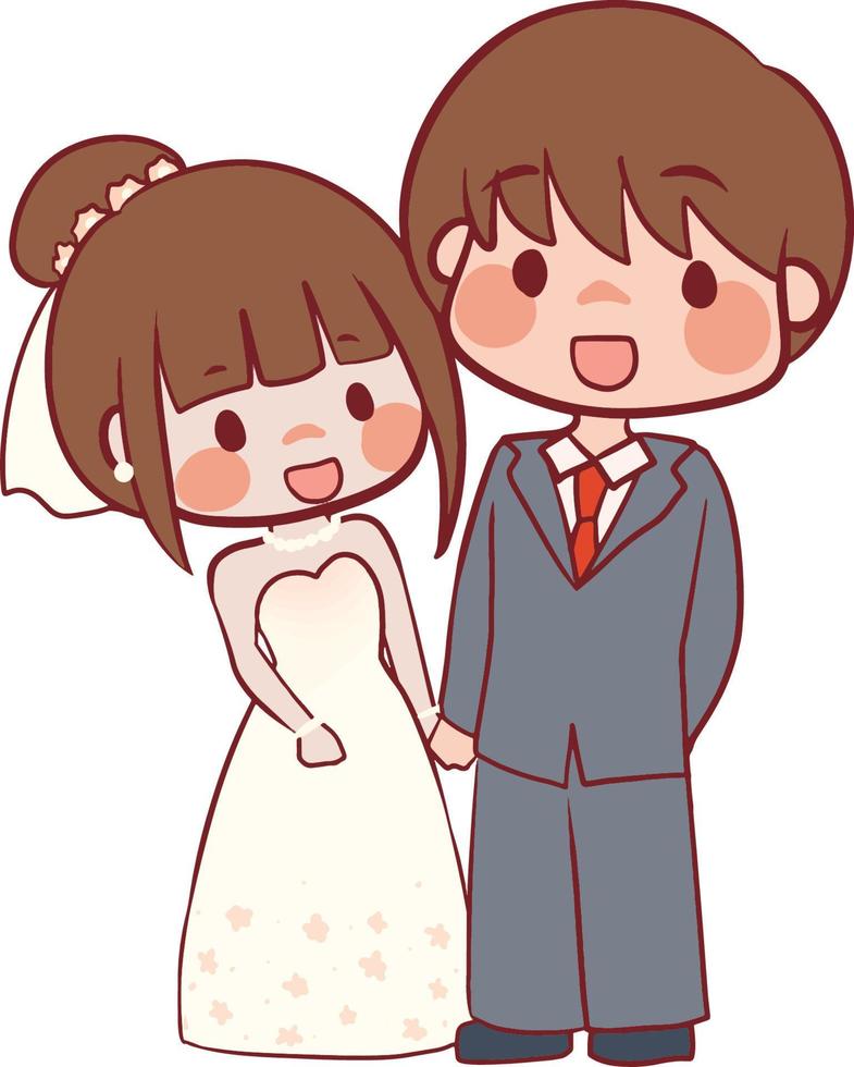 woman male wedding love wedding cartoon illustration pretty kawaii manga drawing vector