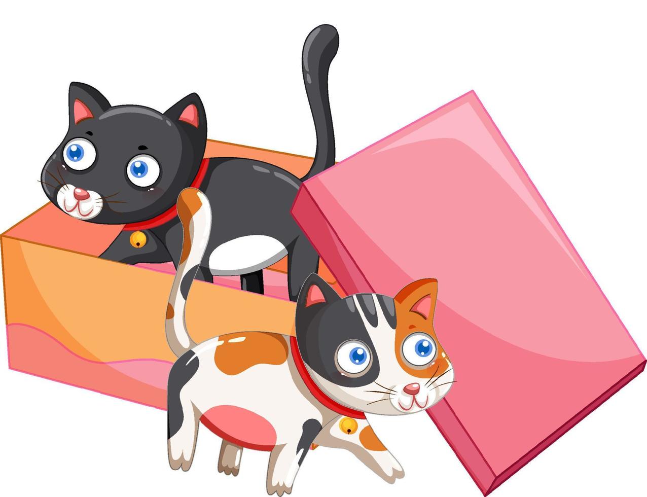 Cute cats in the cardboard box vector